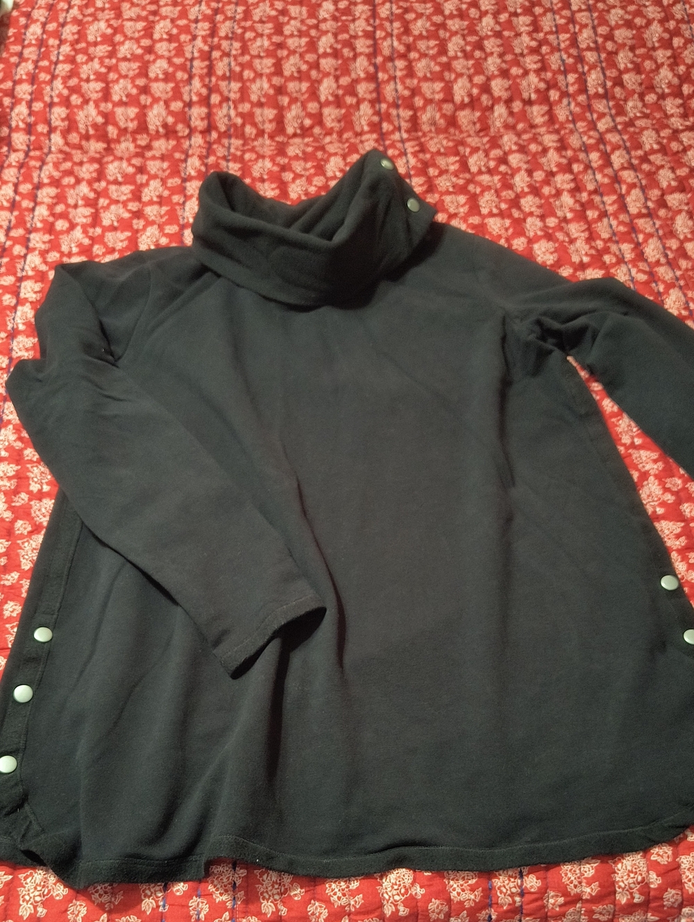new directions Black Cowl Neck Snap-Side Sweater